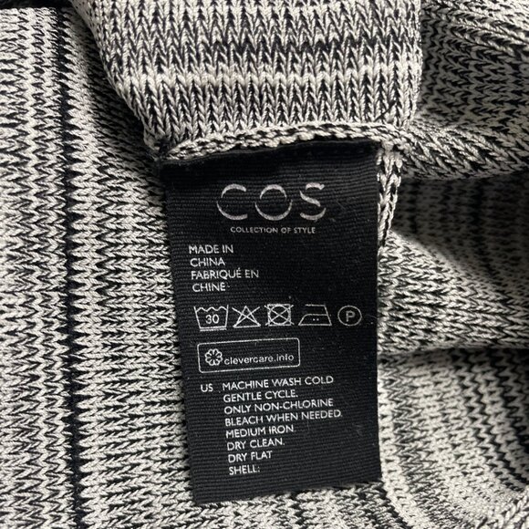 COS Womens Gray & Black Striped Rayon/Nylon Midi Skirt Stretchy Waist - Picture 4 of 6